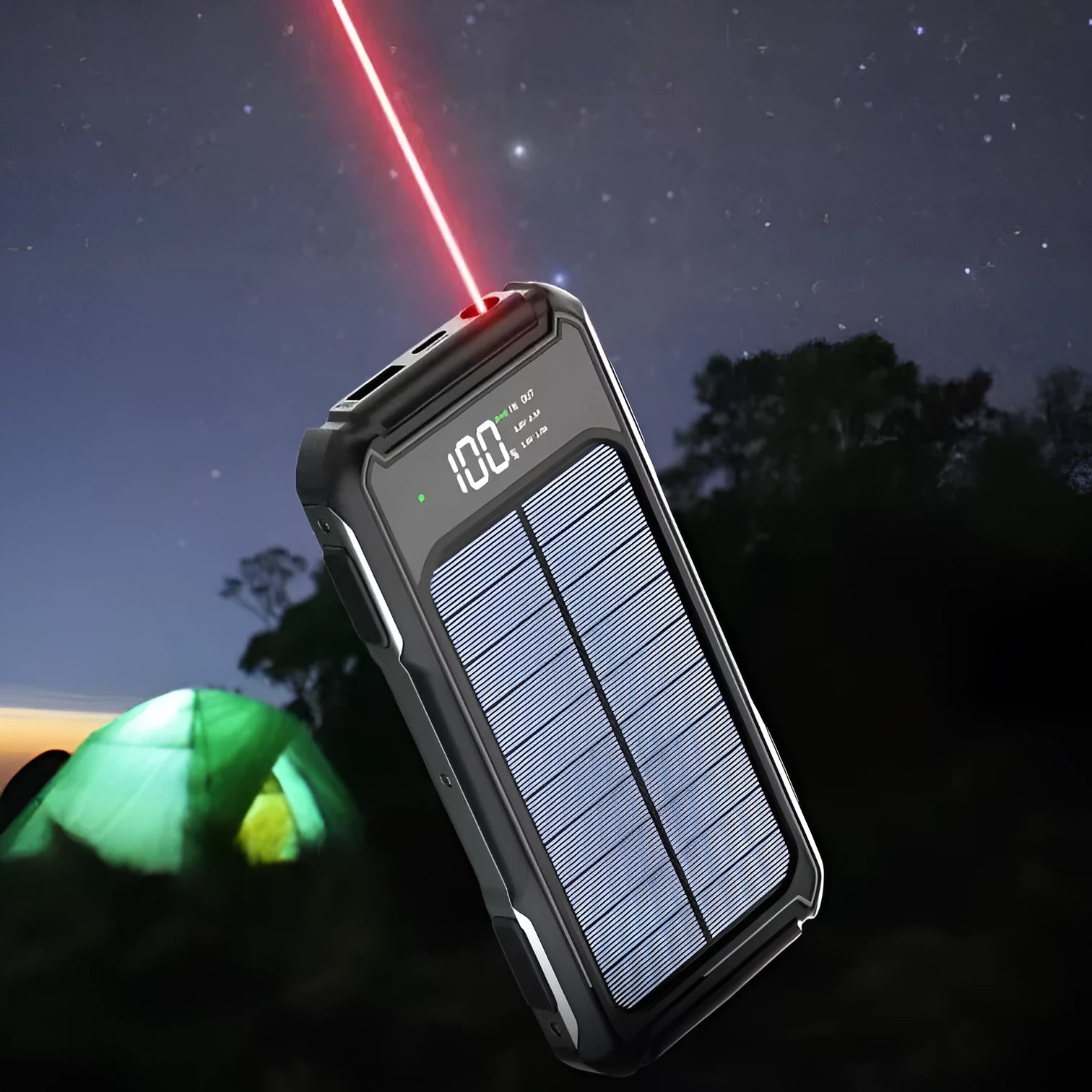 Military grade mobile power bank in black, green or orange showing 10000mAh and 20000mAh capacity options