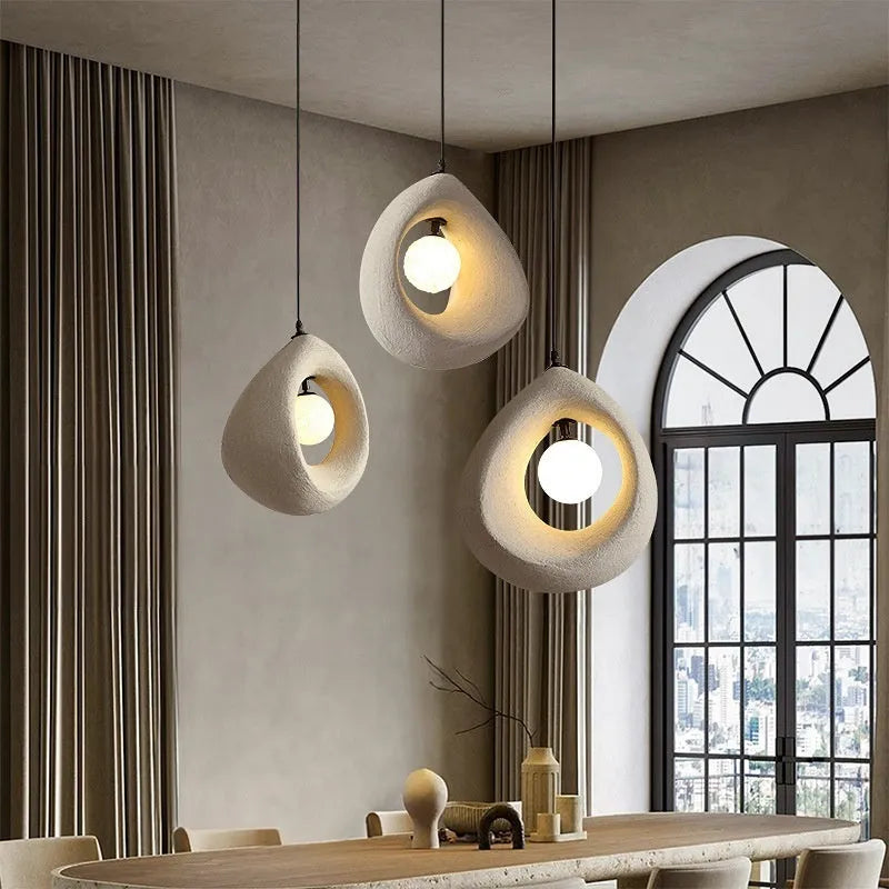 Retro bar chandelier pendant light with milky white glass lampshade for living room and dining room