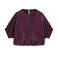 Women's balloon top with belt slacks suit in solid colour, blending polyester fabric