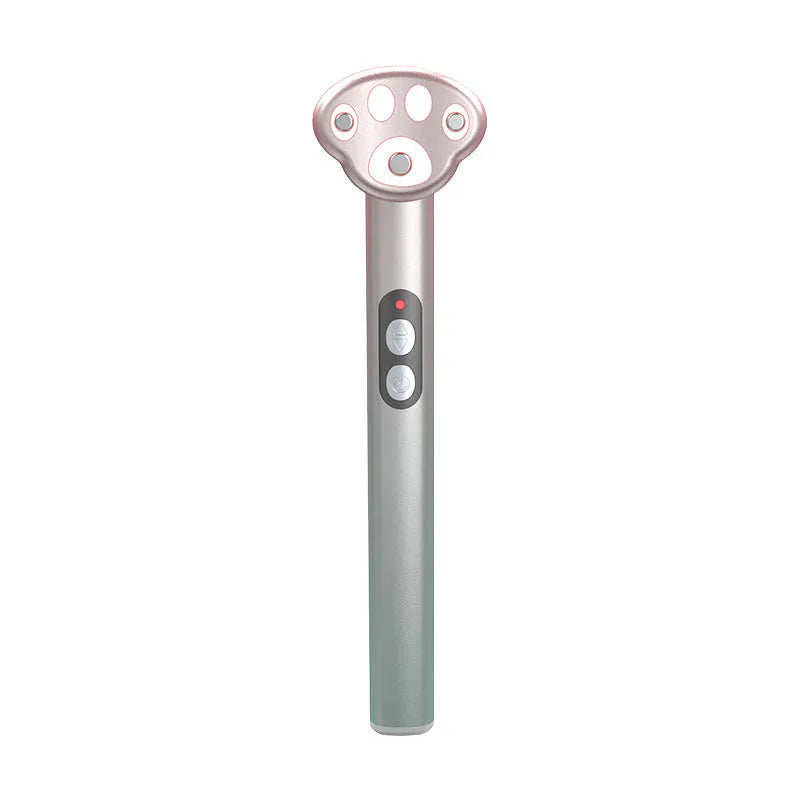 Gradient pink cat's paw shaped eye massager with micro-current vibration and colour light functions.