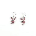 Full diamond rabbit stud earrings in silver, pink and gold colours with zodiac detailing