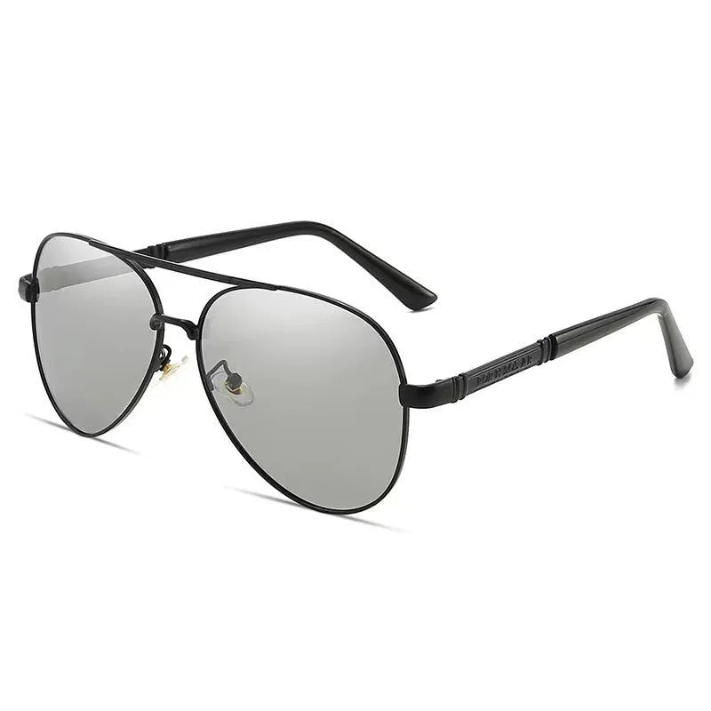 Men's metal frame polarised sunglasses in gold, black, or silver with decorative dragon and phoenix details.