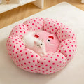 Pink dot pattern cat bed cushion with princess-style design in fabric material