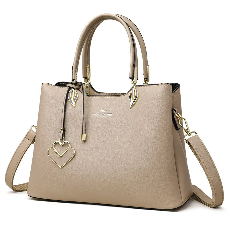 Women's multi-layer shoulder messenger bag in urban simplicity style with visible sewing thread detailing