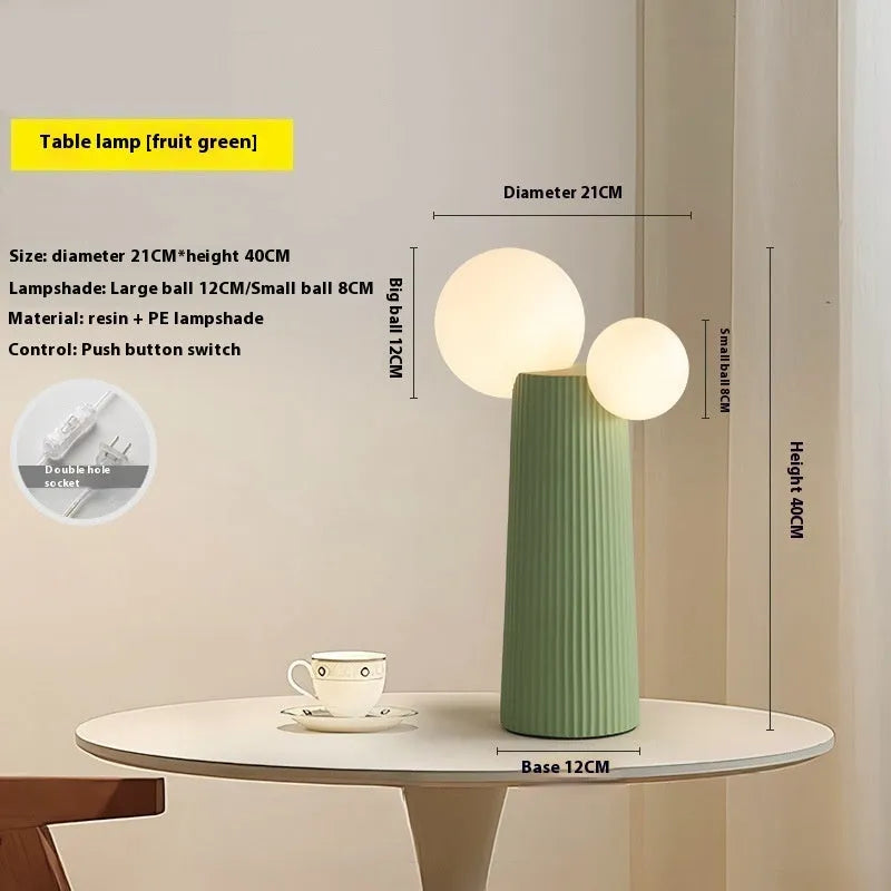 Modern minimalist cactus table lamp with resin base and PE lampshade in beige, 40 cm height