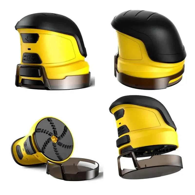 Yellow cordless electric ice scraper with rounded ABS blade for car window de-icing