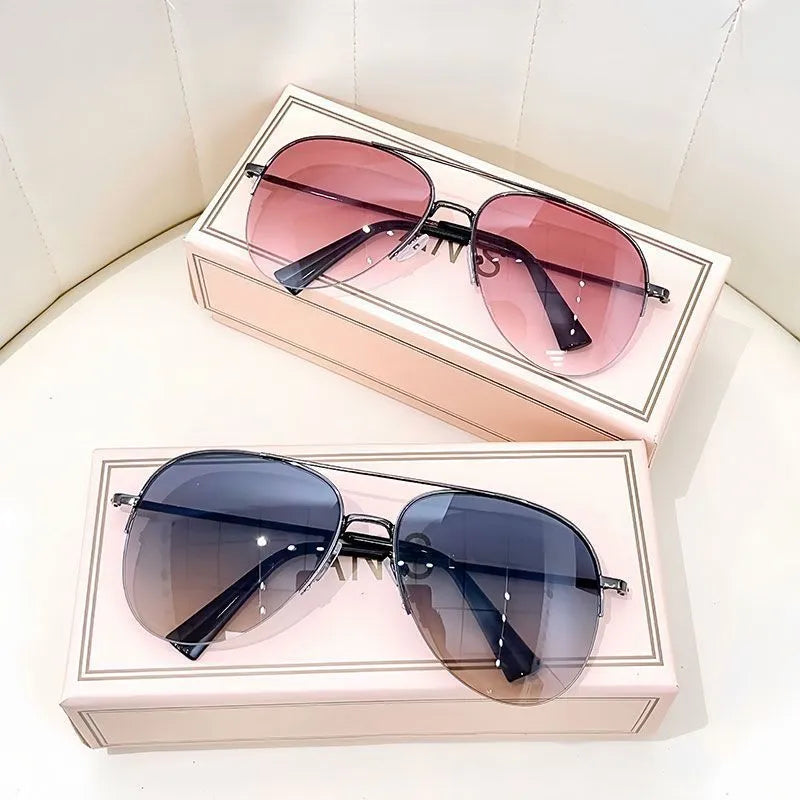 Metal frame aviator sunglasses with resin lenses in multiple colour options for driving and riding