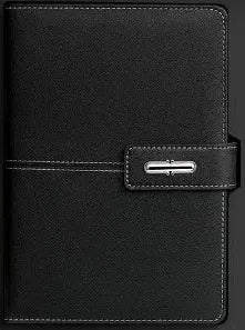 Customisable A5 notebook with PU leather cover in choice of colours, featuring wood-free paper.