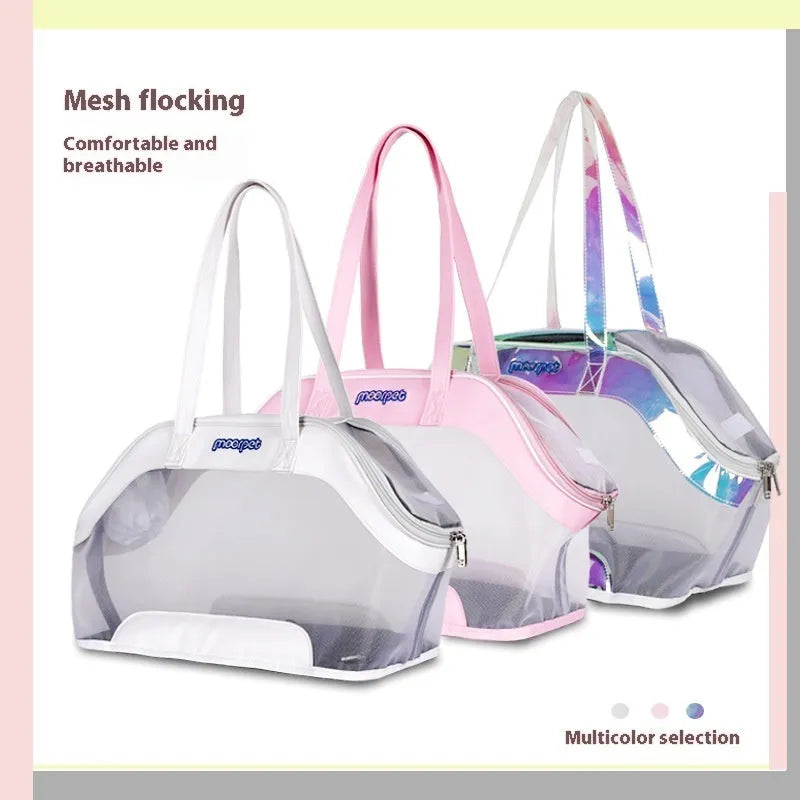 Leather cat outing carry bag with 25 litre capacity in Milan white colour.