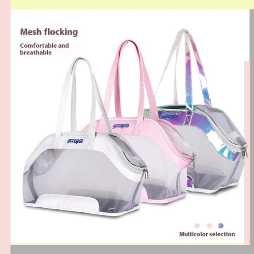 Leather cat outing carry bag with 25 litre capacity in Milan white colour.