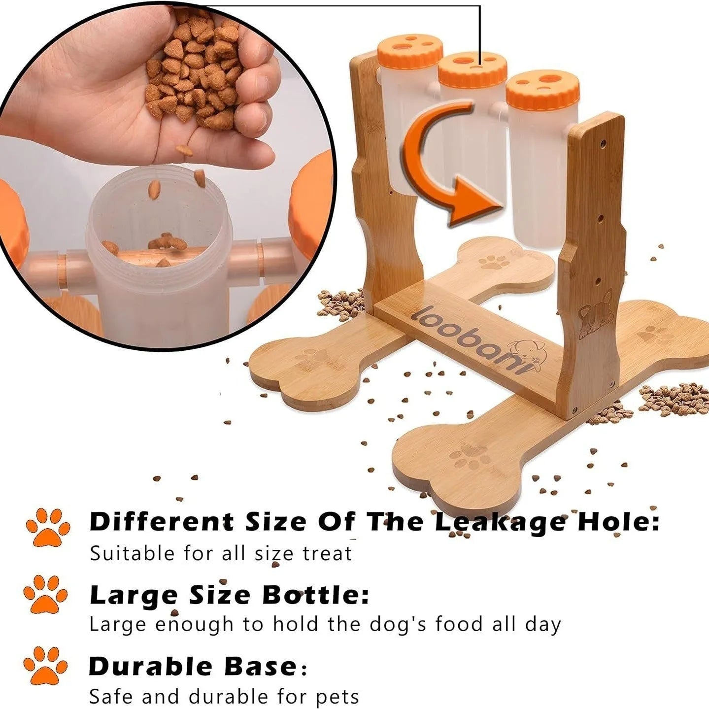 Wood colour wooden dog puzzle toy and interactive snack dispenser feeder