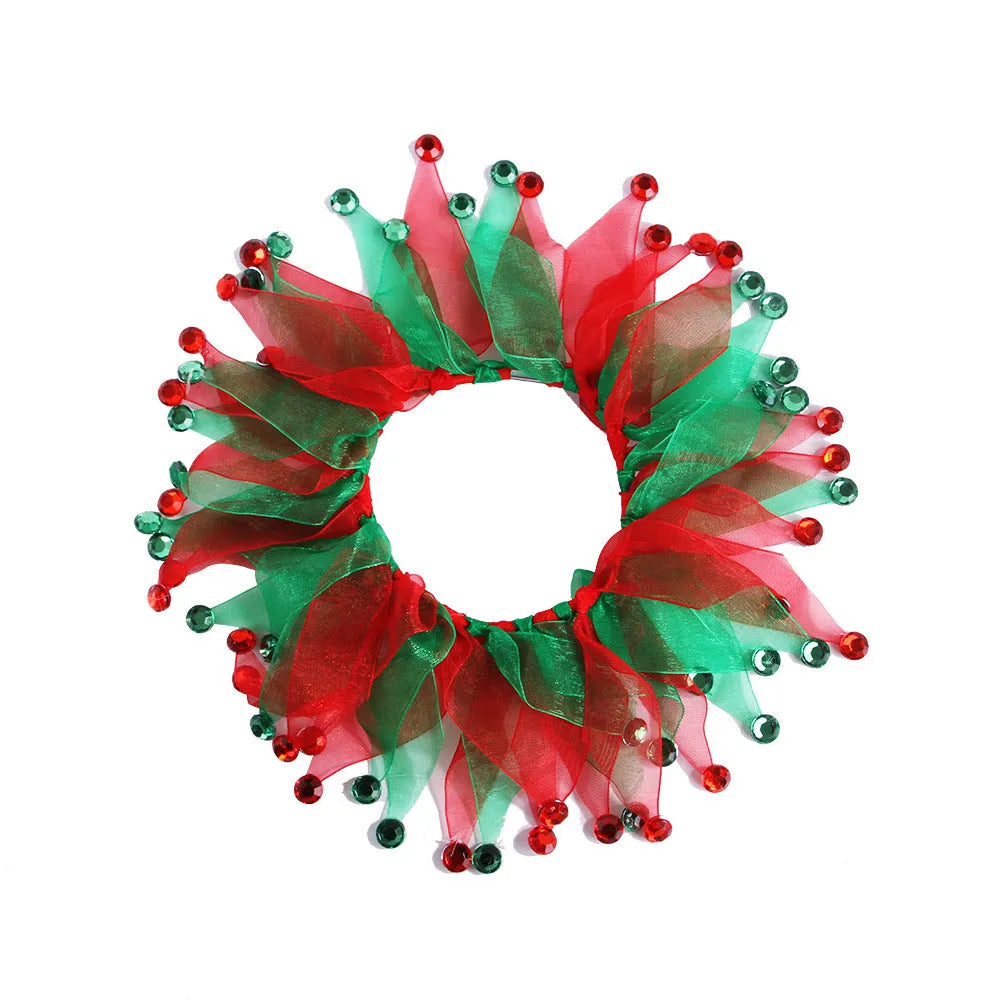 Tie-dye cloth dog collar in free size showing blue, green, Christmas, and Halloween colour options