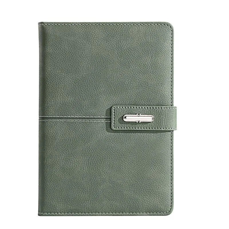 Customisable A5 notebook with PU leather cover in choice of colours, featuring wood-free paper.