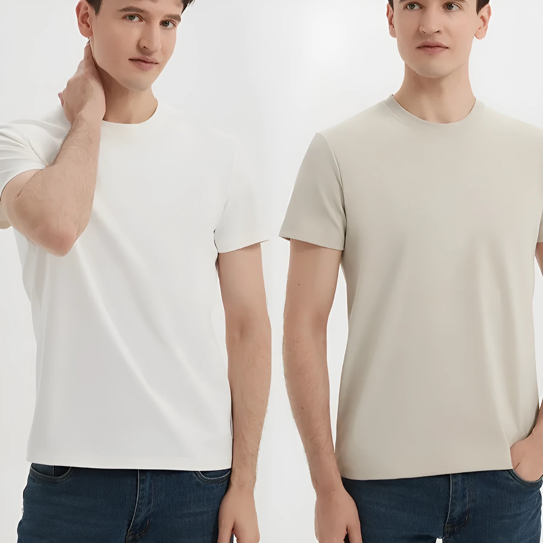 Men's antibacterial quick-dry short sleeve t-shirt in solid colour