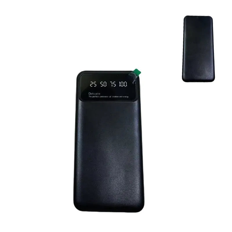Black ultra-thin power bank showing compact dimensions and creative design