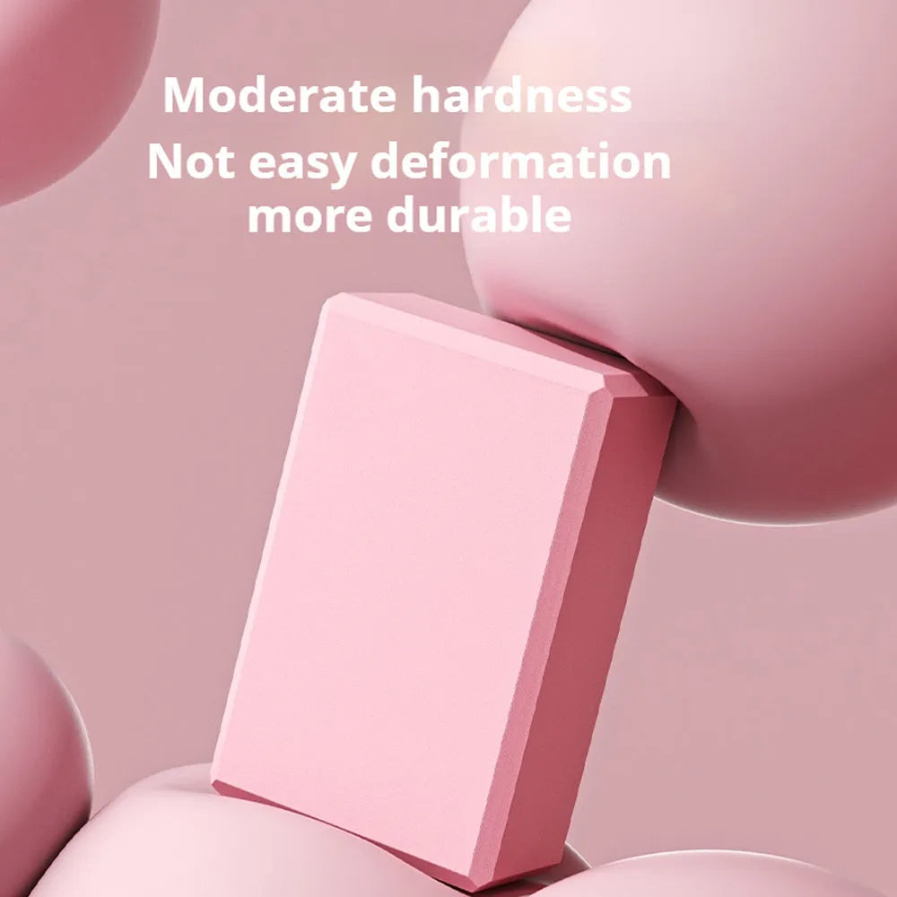 High-density EVA yoga block with textured ridges in solid colour