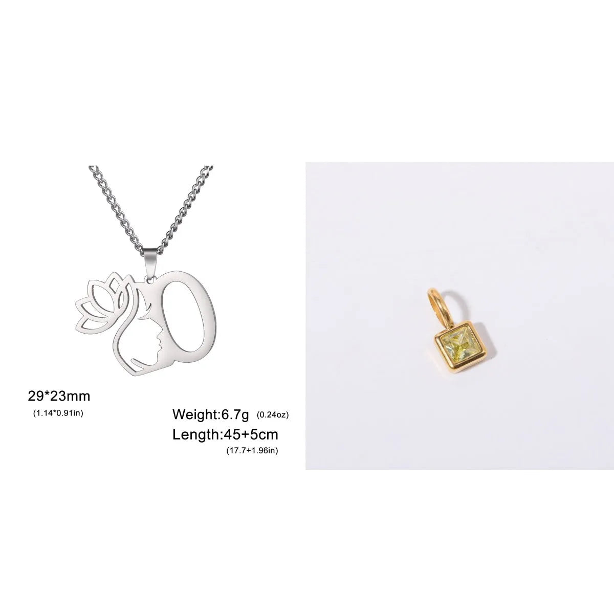 Stainless steel cross chain necklace with electroplated finish shown in gold and silver colour options