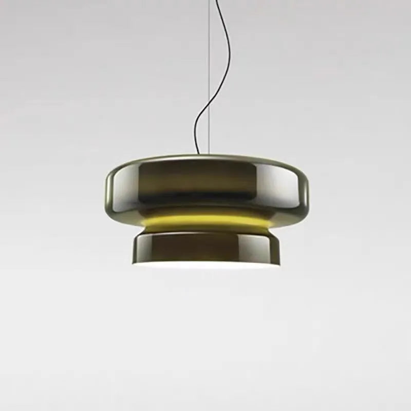 Modern glass chandelier with minimalist design in 36cm dimensions showing light colour options