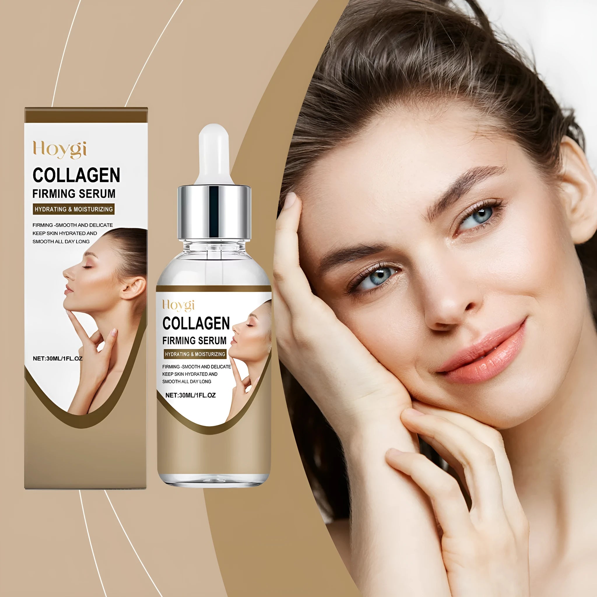 30ml collagen firming care solution tube measuring 2.8x2.8x10.3cm