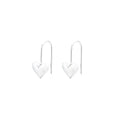 Silver colour heart-shaped earrings with glossy finish and three-dimensional Korean style design