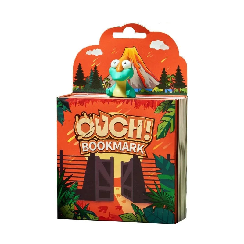 Dinosaur series bookmark showing Tyrannosaurus Rex, Triceratops, Stegosaurus, and Parasaurolophus designs in animation style