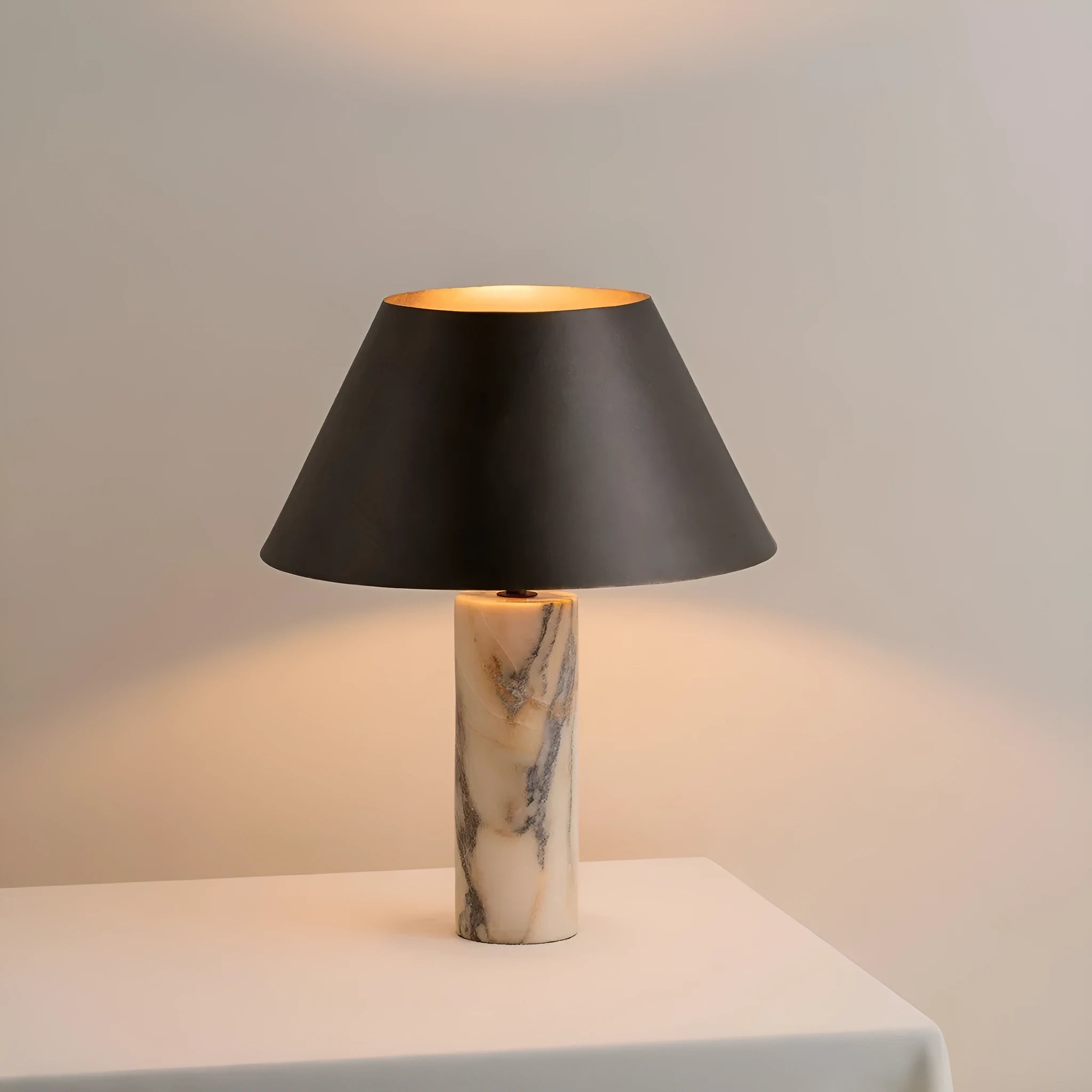 Black marble modern table lamp with simple design for home decoration