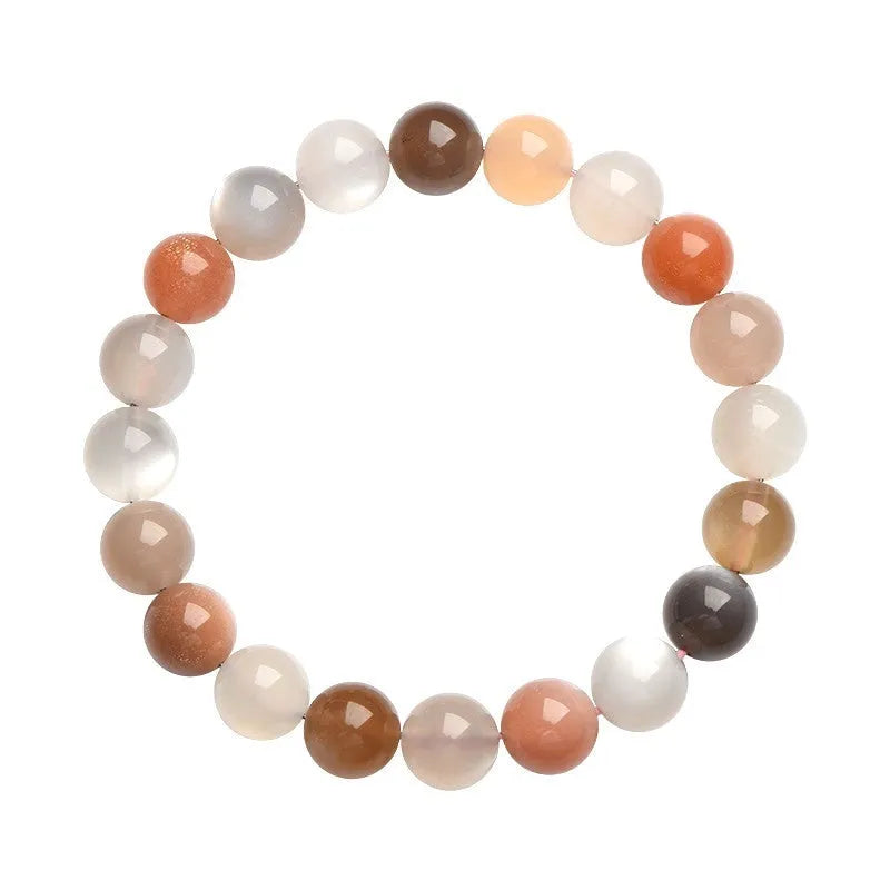 Genuine moonstone bracelet with 8mm single circle beads and colourful moonlight appearance