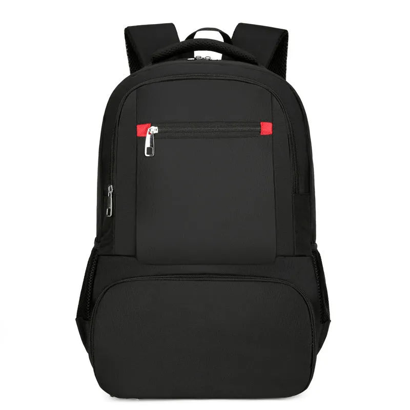 Oxford cloth backpack in light grey with pull rod belt accessory and curved shoulder straps