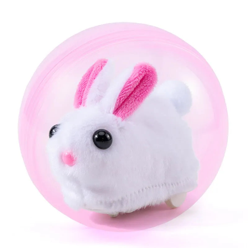 Transparent plastic exercise ball with plush inner shell and battery base for hamsters and rabbits