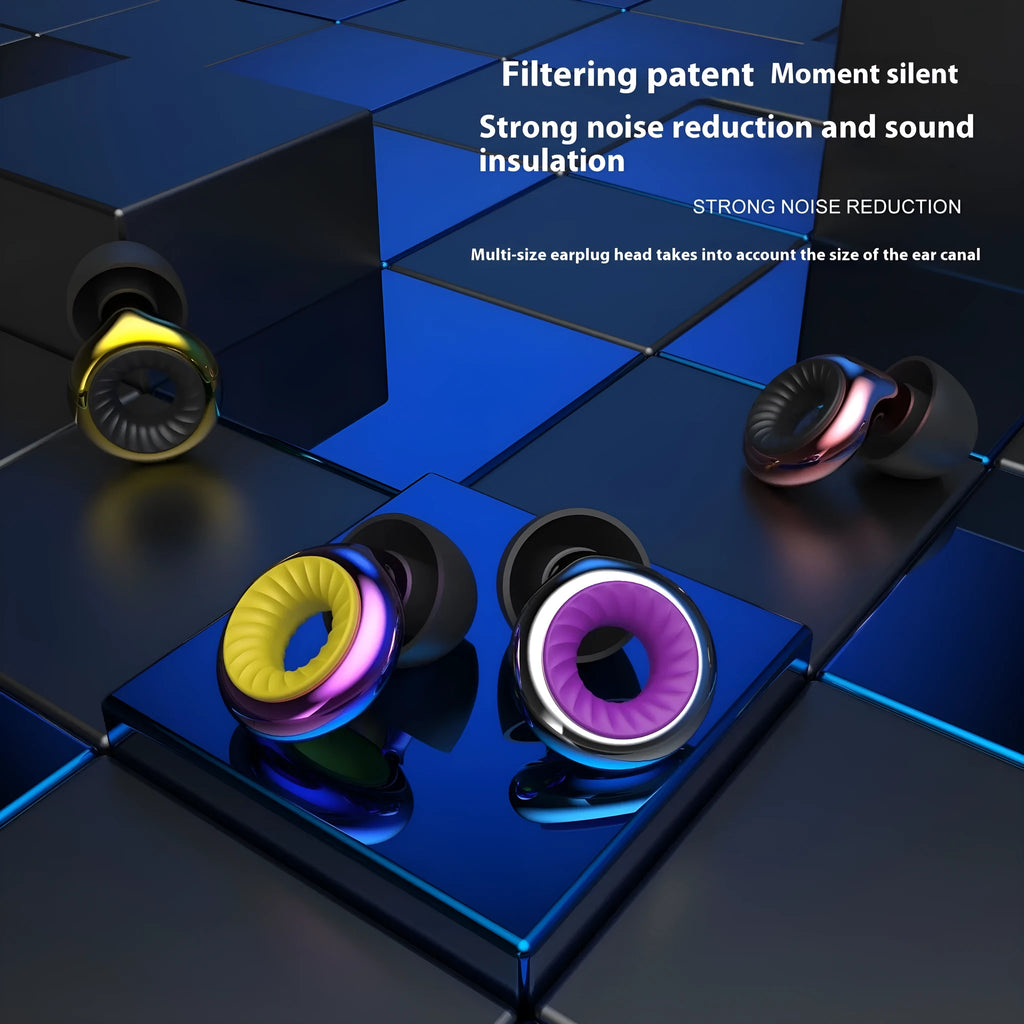 Noise reduction sleep earplugs with storage box and spare ear caps in five colour options