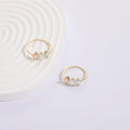 Geometric triangular copper ring with horse eye tricolor zircon birthstone in 14k real gold colour