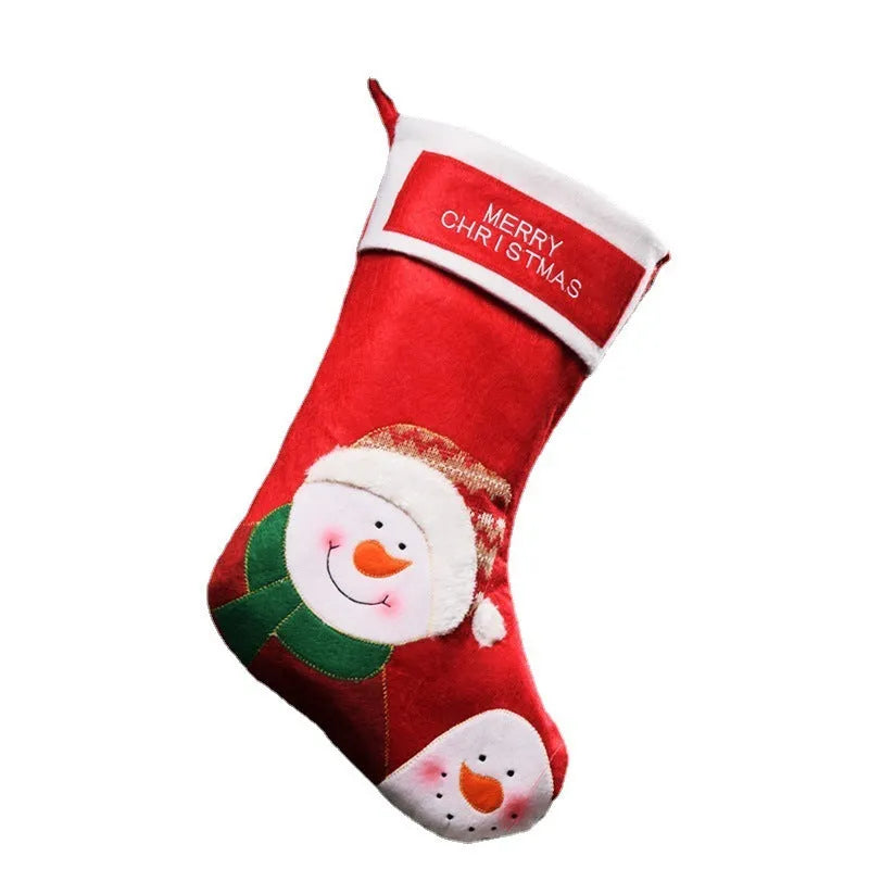 Christmas stocking bag in non-woven fabric with Elk, Old Man, or Snowman design and hanging hook