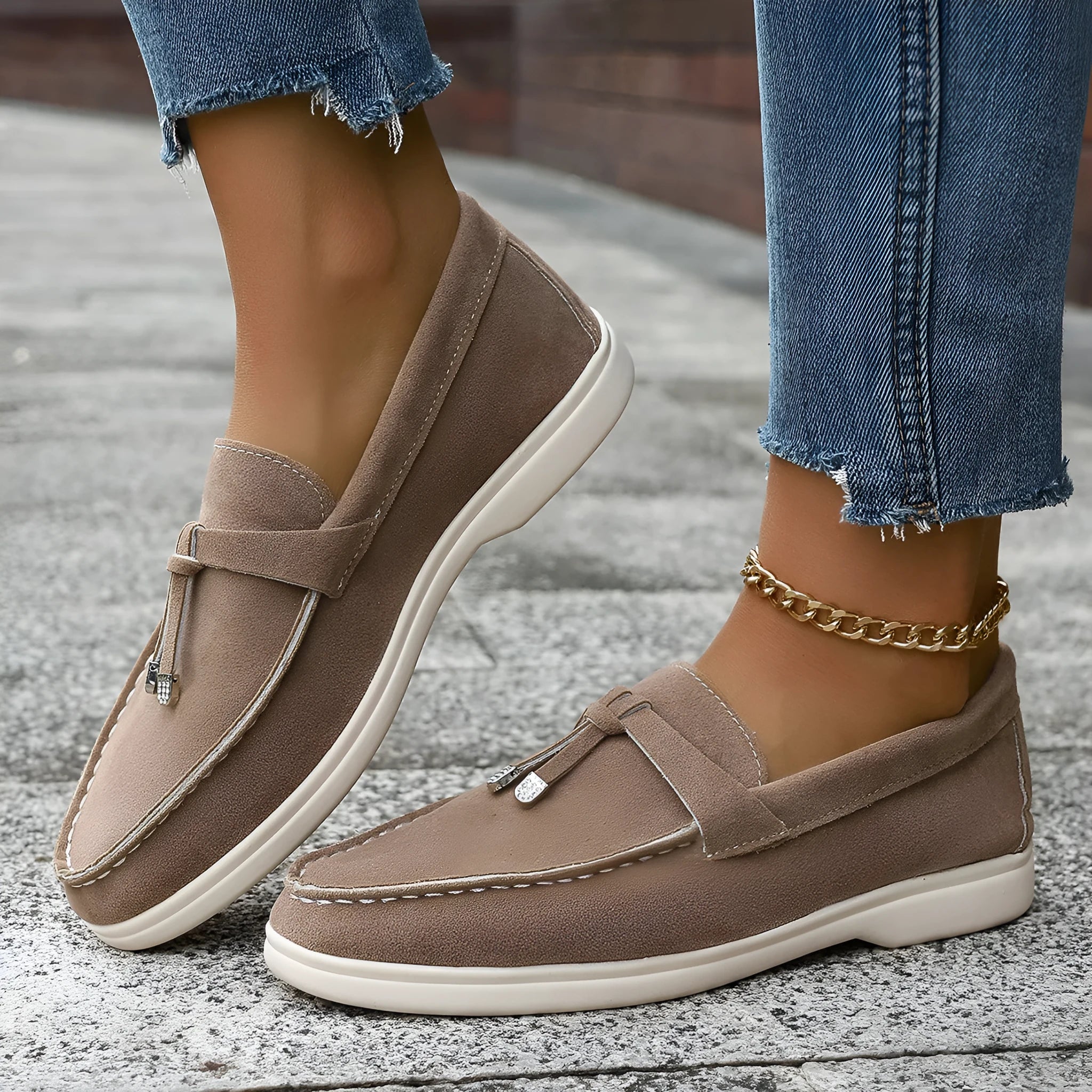 Casual slip-on loafers with canvas upper, platform rubber sole, and round toe in black colour