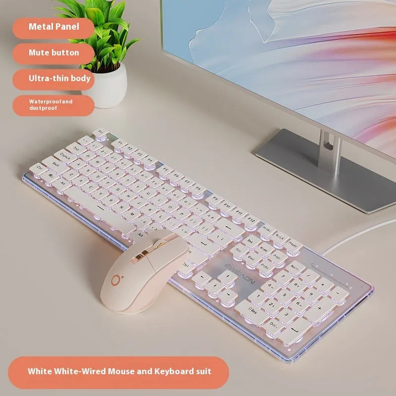 Prewalker V3 retro green coloured quiet keyboard and mouse set on a desk