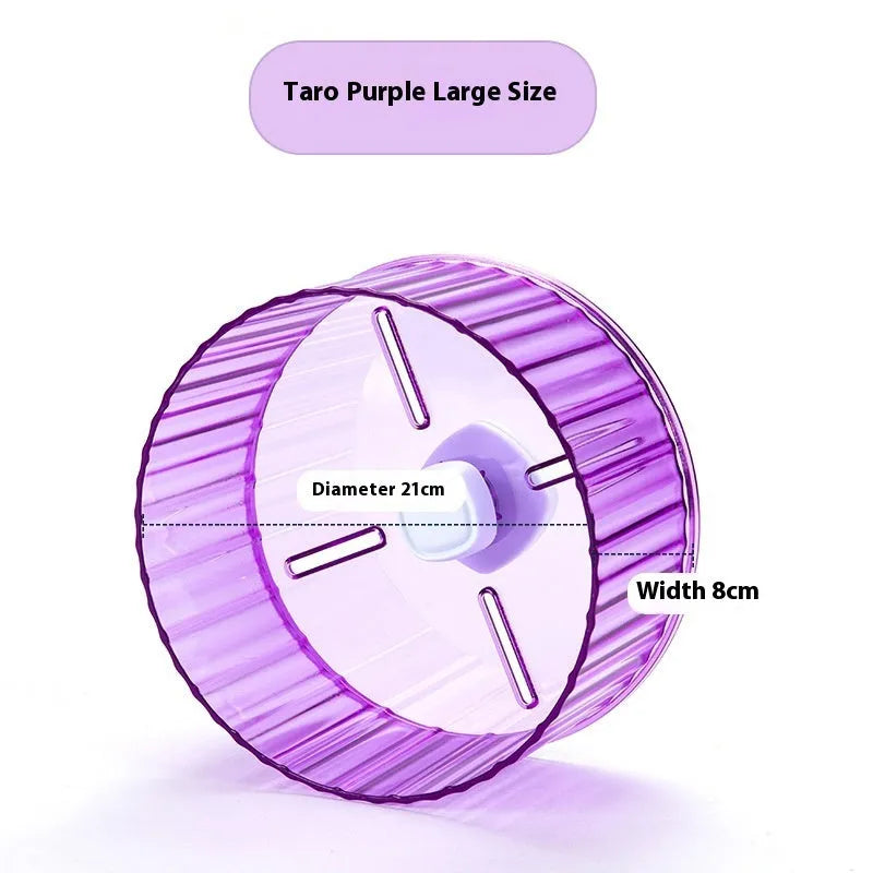 Plastic parrot exercise running wheel toy in green colour, showing 21cm diameter size