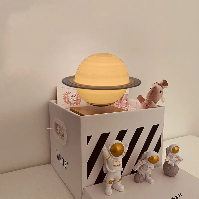 USB magnetic levitation planet night light with floating display and astronaut figurines