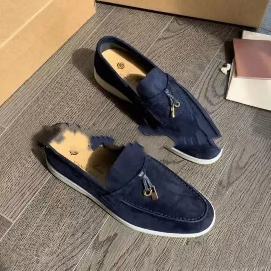 Unisex European slip-on loafers in multiple colours with rubber sole and steel toe cap