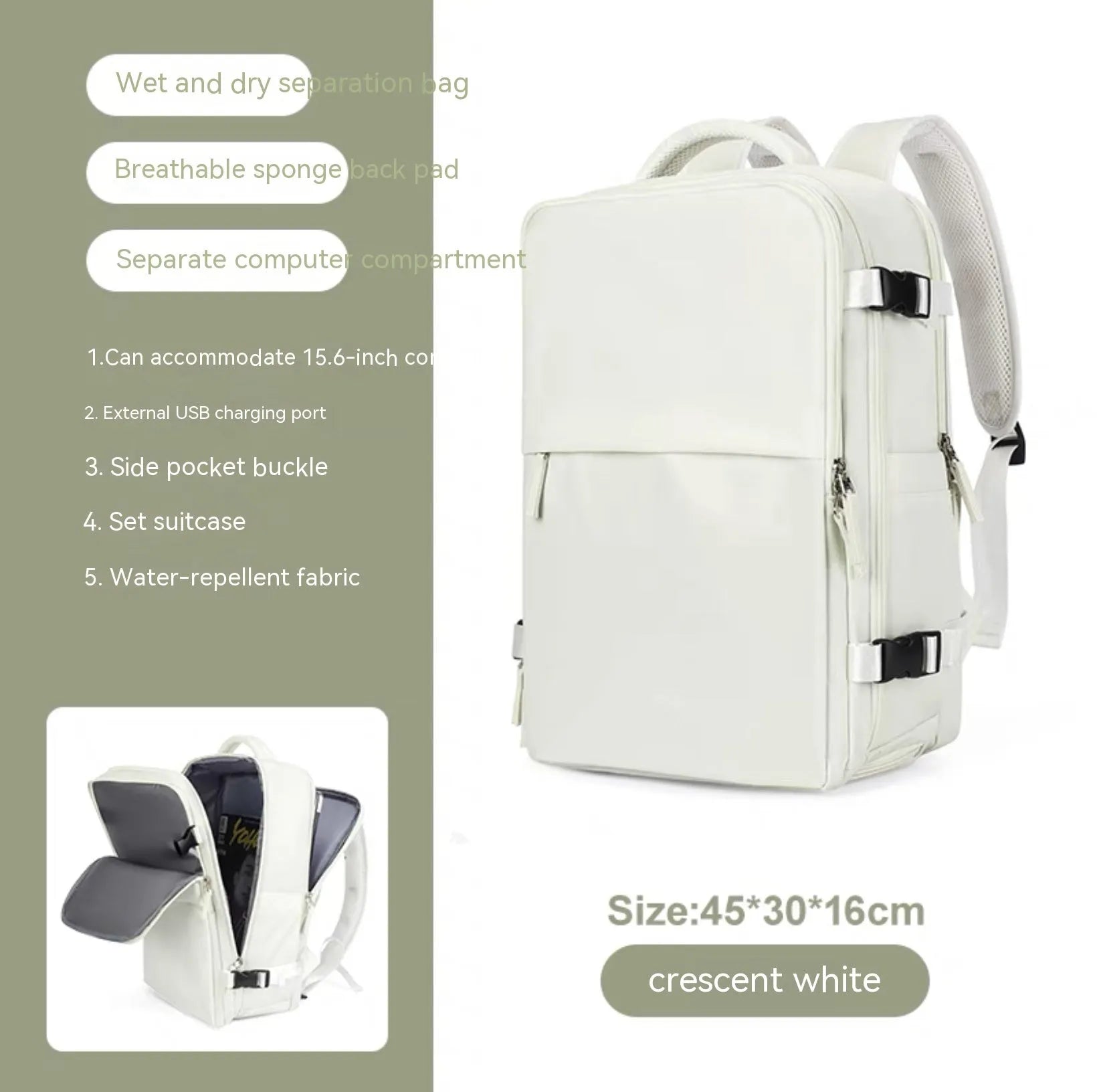 Large waterproof nylon mummy backpack shown in one of 32 available colours, suitable for travel and hiking.