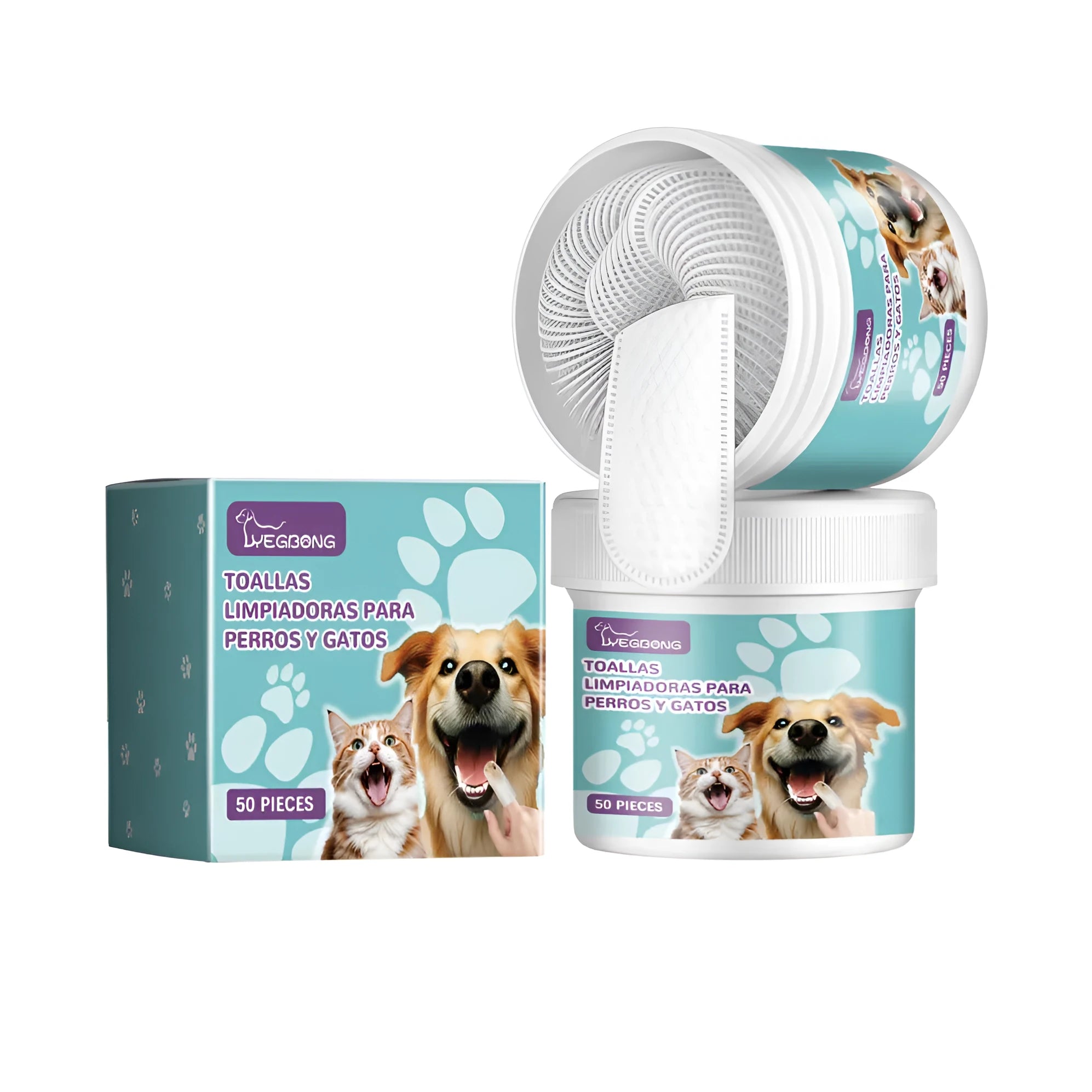 Single dog cleaning finger glove for tartar removal, showing dimensions of 7.6 by 8.8 centimetres.