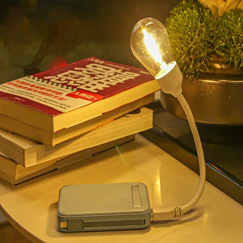 USB rechargeable folding tungsten night light with S14 style warm white illumination