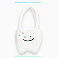 Plush large tooth shoulder tote bag with cute teeth pattern and zipper closure