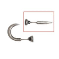 Close-up of a sterling silver S925 punk-style earring shaped like a retro nail, shown on a hook back.