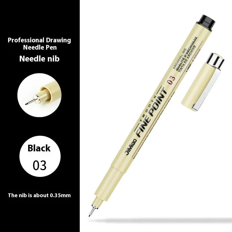 Syringe-style technical drawing needle pen with black waterproof ink for cartoon design and illustration