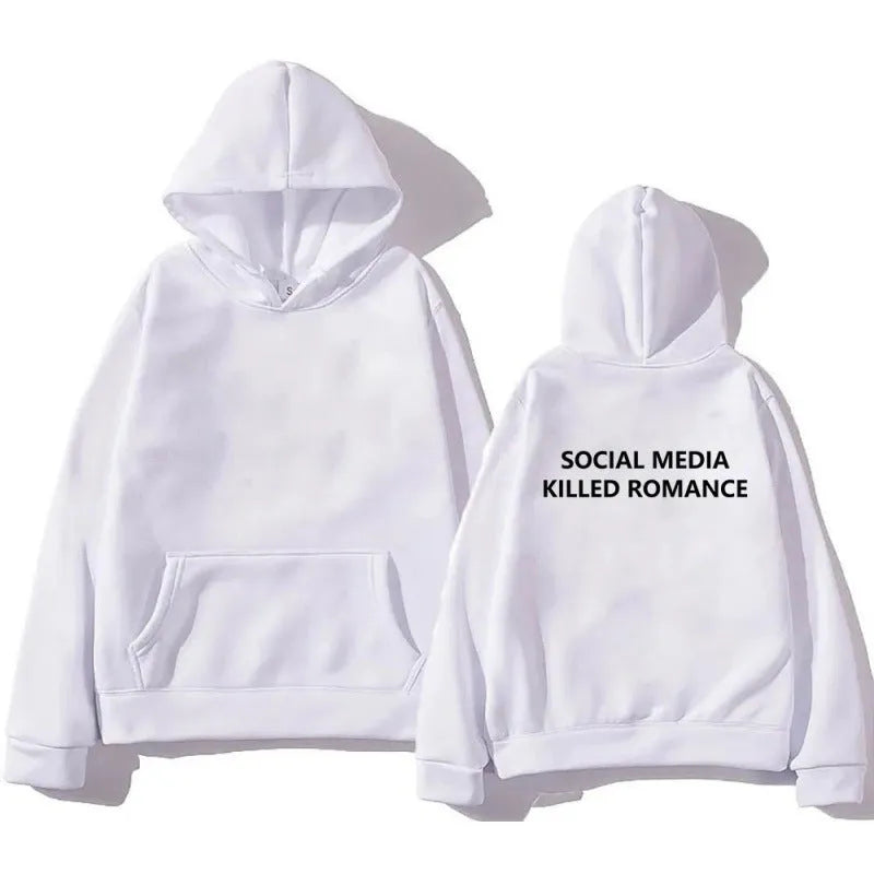 Slim fit men's grey hoodie with a white spring letter pattern print on the front, featuring a hood and long sleeves.