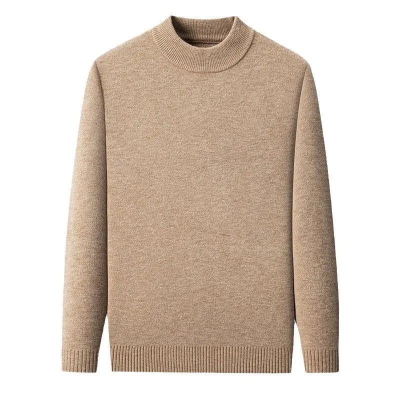 Men's half turtleneck wool knitwear pullover in deep sea blue colour showing regular fit and long sleeves