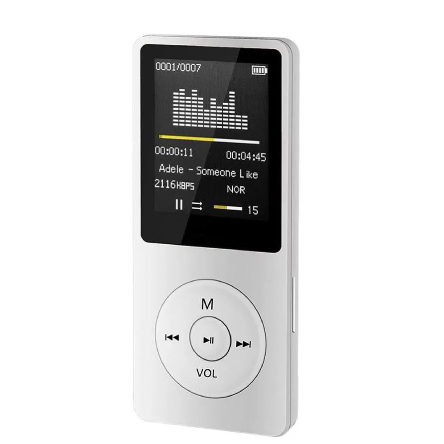 Portable black MP3 player with 1.8-inch TFT display, showing on-screen menu