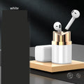 Lipstick-style wireless Bluetooth earbuds in charging case with curved in-ear design available in four colours