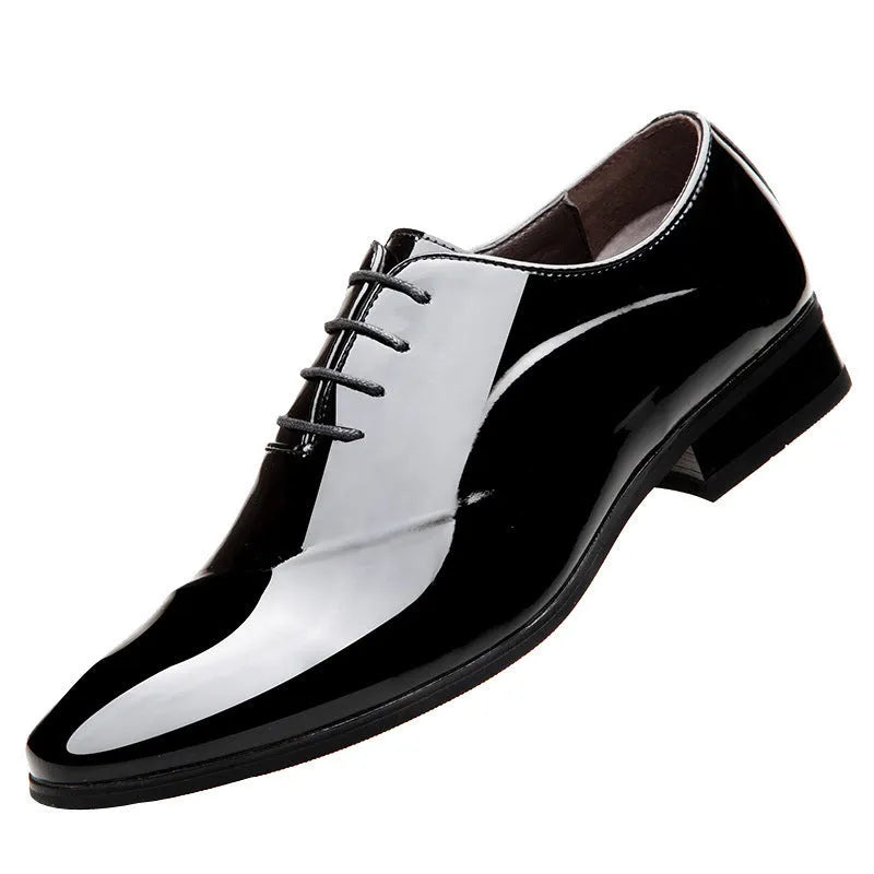 Men's black and brown business formal leather shoes with classic toe shape