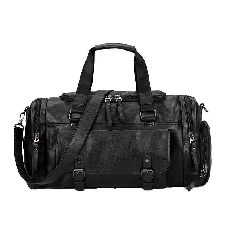 Large black PU travel bag for shoes with shown dimensions.