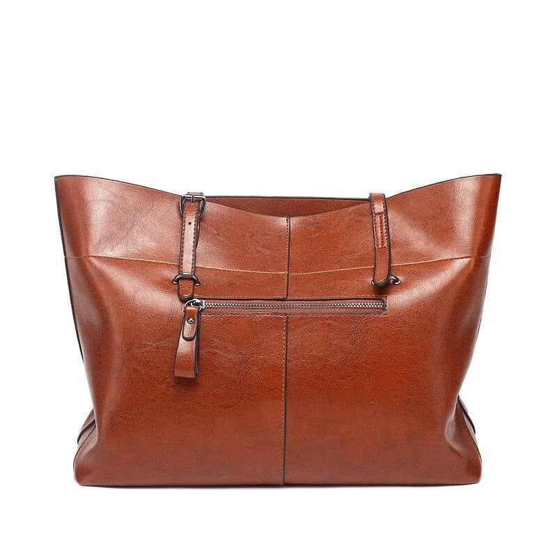Casual wax cowhide leather cross-body handbag in multiple colours with two compartments